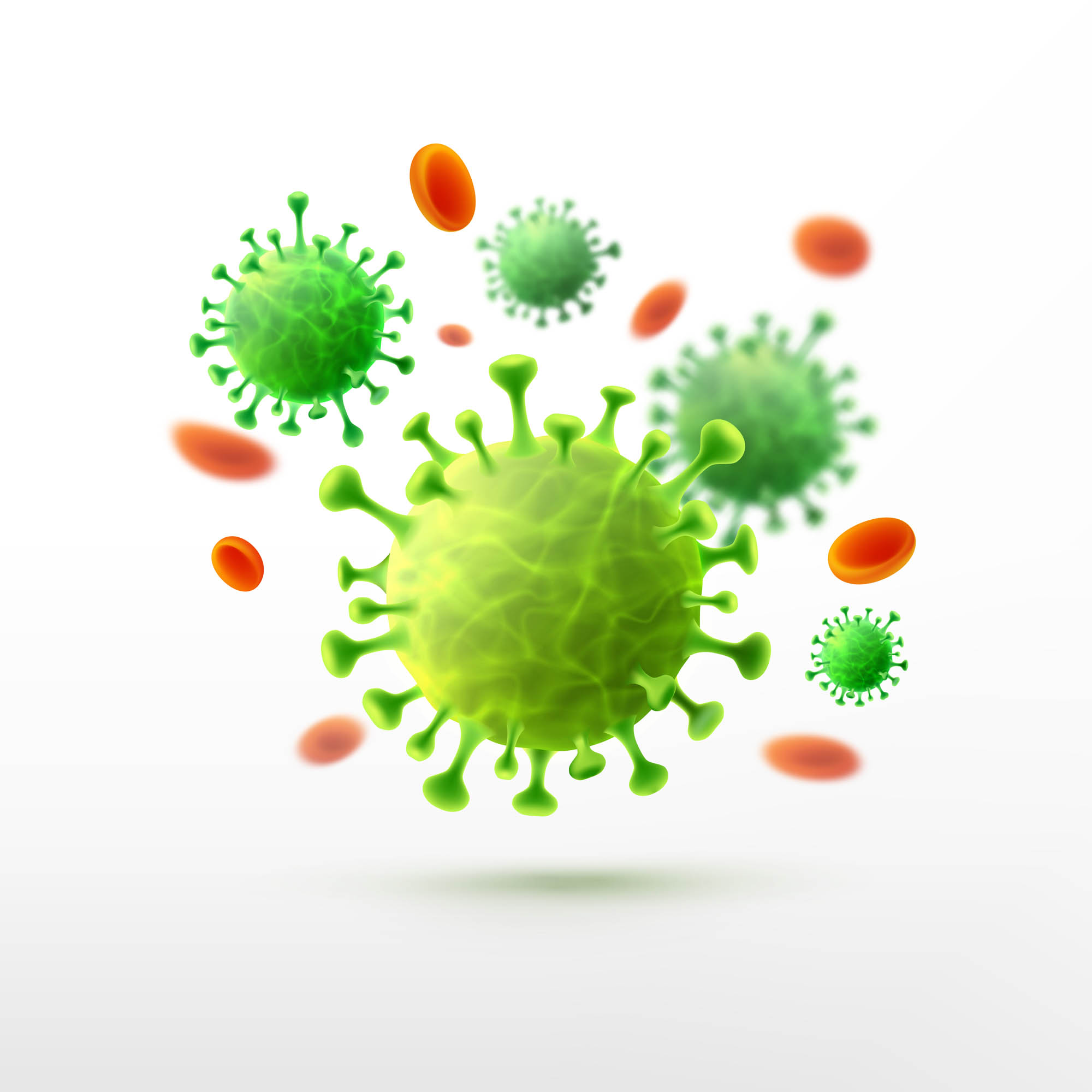 Vector of viruses on white background. bacteria germs microorganism virus cell , human health microbiology science and virus outbreaking concept. Vector illustration eps 10